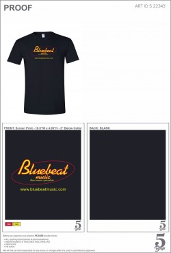 Bluebeat T-Shirt  DOUBLE EXTRA LARGE  BLACK